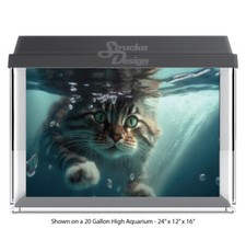 Dark Furry Brown Cat Polyester Fish Tank Glass Backdrop Aquarium Background