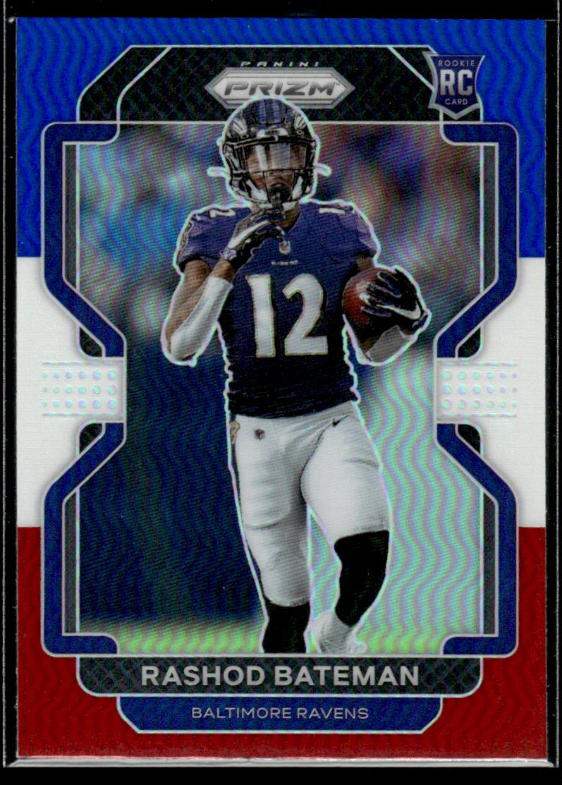 2021 Panini Prizm Rashod Bateman Rookie Baltimore Ravens #340 Red/White/Blue