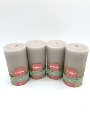 Bolsius Rustik Stumpenkerzen Grau-Gold, Fading Metallic, 13cm, Set, Palmölfrei