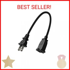 1ft Toptekits Short US Power Extension Cable Cord US AC 2-Prong Male/Female