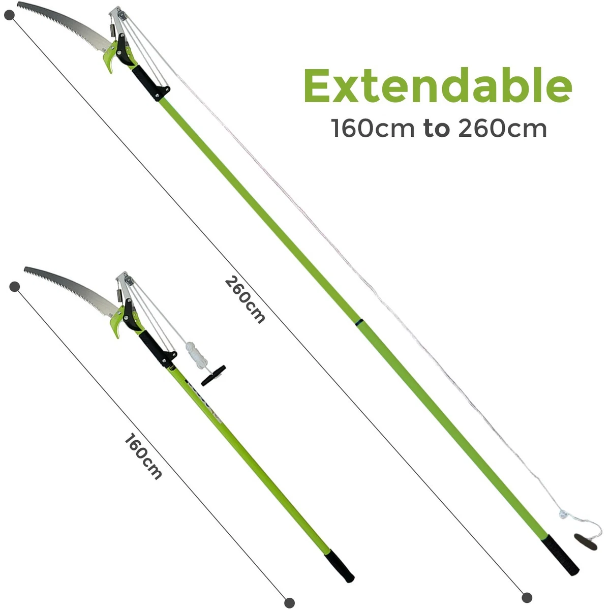 Extendable Telescopic Tree Pruner Garden Branch Cutter Lopper Inc Saw Attachment