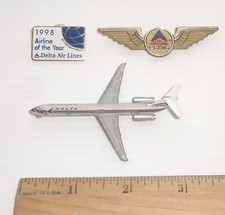 Vintage Delta Air lines Collectibles - Airline of the Year Pin- Jr. Flyer Pin &