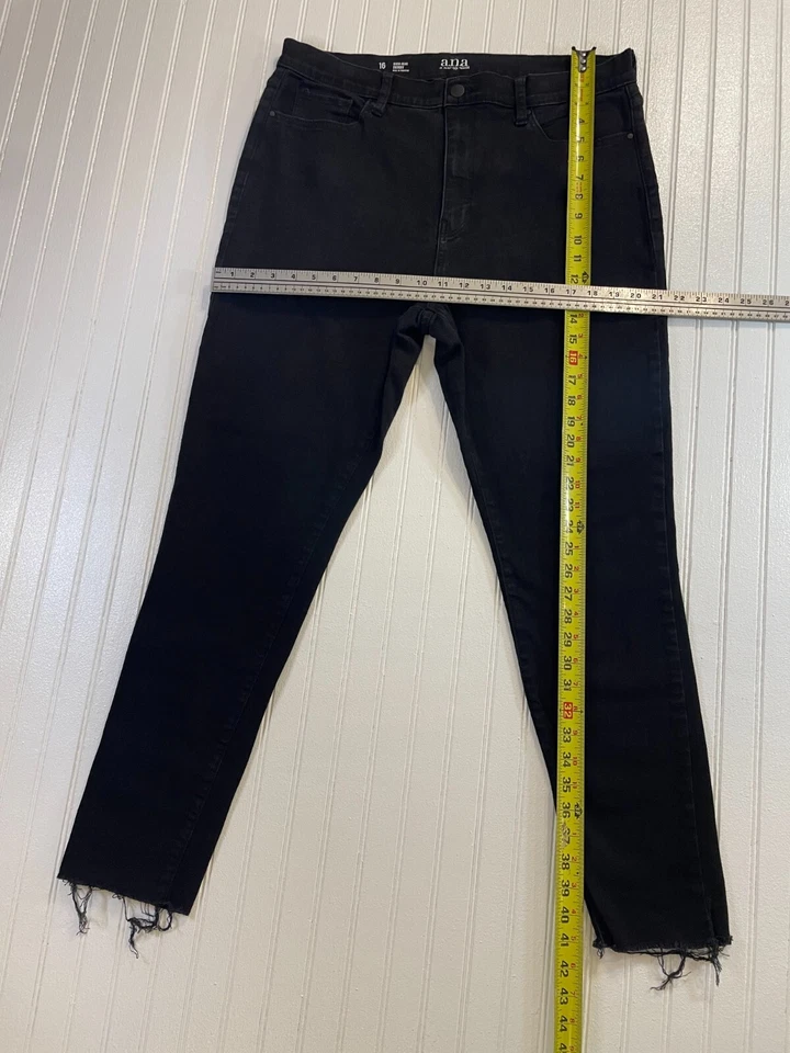 Pantalones de mezclilla negros elásticos Ana A New Approach falta tiro alto ajustados para mujer talla 16 Foto 3 de 4