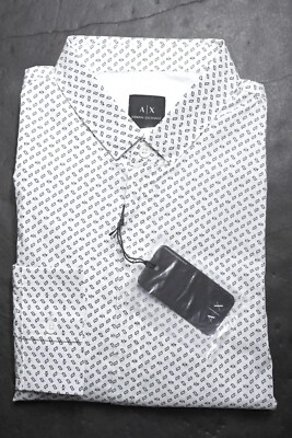 Armani Exchange A|X Men Signature Logo Slim Fit Stretch Cotton Fashion Shirt M