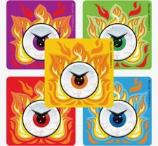 25 Fire eyes Stickers Party Favors Teacher Supply fiery halloween eye doctor