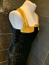 Istante Versace Black Crushed Velvet Evening Dress Gown Siz 10 From F/W 1997/8