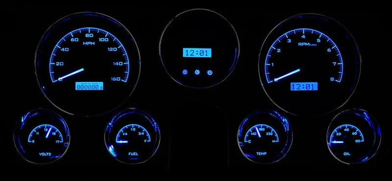 Dakota Digital 67-72 Chevy Pickup Truck Analog Gauges Black Blue VHX-67C-PU-K-B - Image 2 of 4