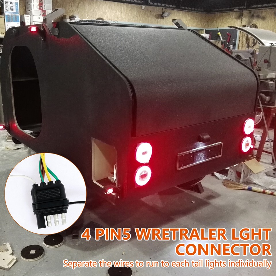 4 Pin 5 Wire Trailer Wiring Harness Light Kit Wire Plug Both Side for