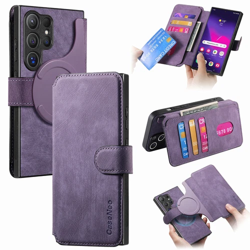 2-in-1 Detachable Wallet Magnetic Case For Samsung Galaxy S25 S24 S23 S22 Ultra - Picture 10 of 14