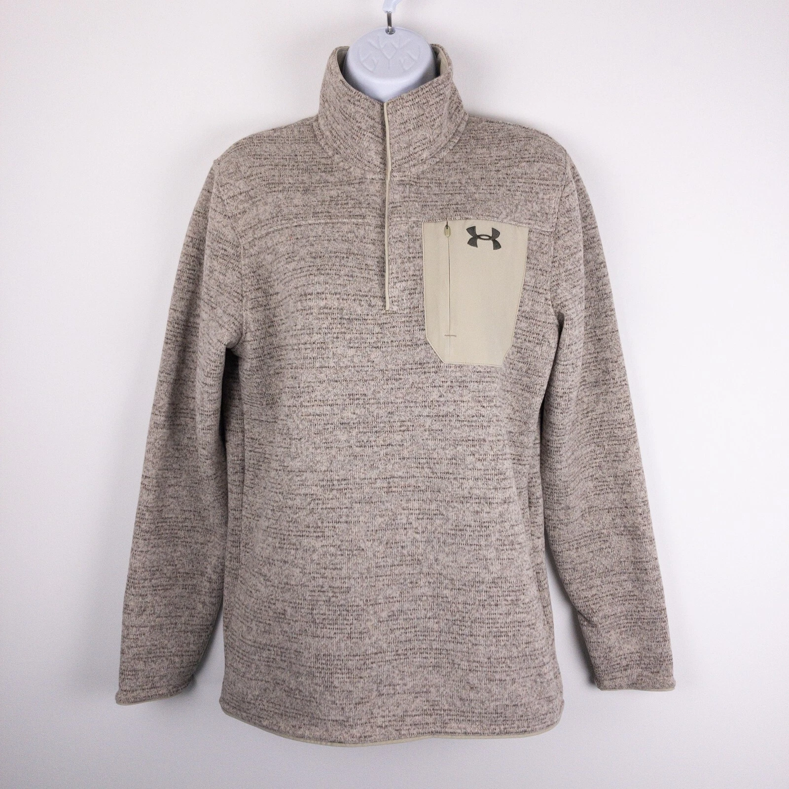 Under Armour Specialist Henley Pullover Mens Small Beige Loose Fit Pocket New