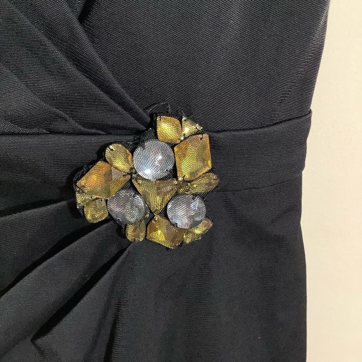 Tadashi Shoji Women's Faux Wrap Cap Sleeve Little Dress Gem Bling Accent Size 4 View 4