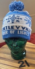 BENTLEY VILLE YOUTH BLUE  WHITE POM POM BEANIE  TOUR OF LGHTS  VGC.  21