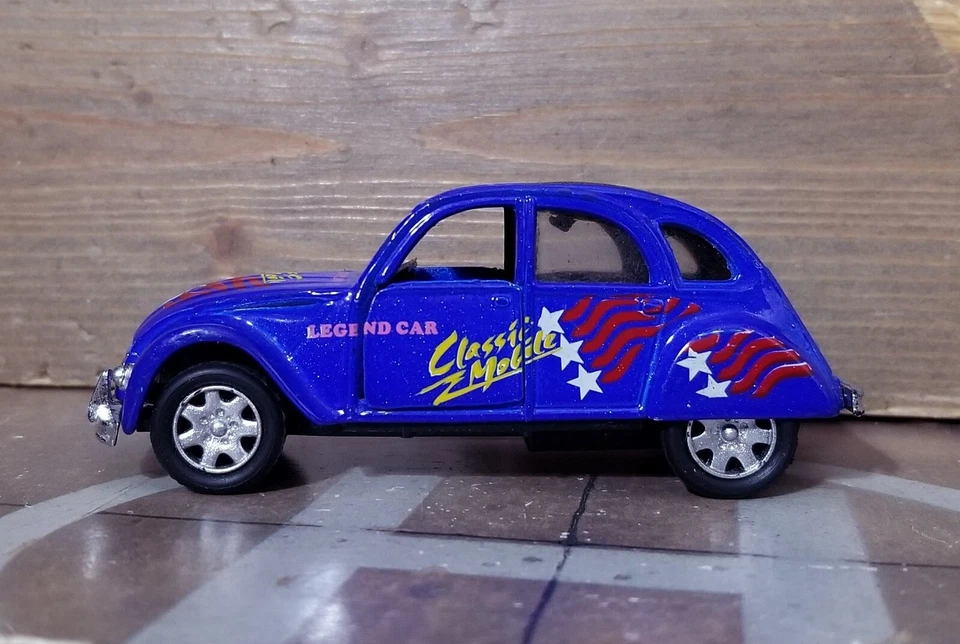 CITROËN 2 CV "CLASSIC MOBILE" LEGEND CAR Scala 1:50 METAL BLUE PULL BACK & GO - Immagine 3 di 4