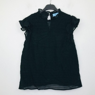 cece ruffle collar short sleeve blouse