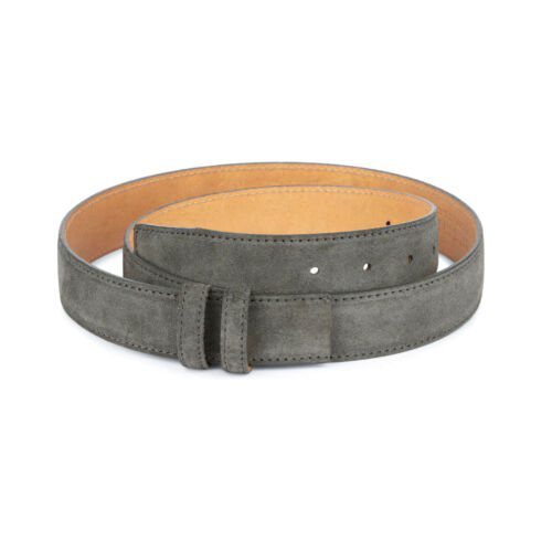 Grey Suede Replacement Belt Strap Without Buckle For Ferragamo Gray Calfskin - Picture 1 of 3