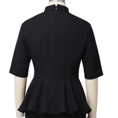Women's Clergy Shirt Ministers Shirt Priest Peplum Shirt Short Sleeves Shirt - Picture 6 of 25
