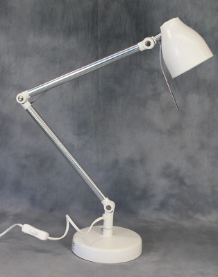 IKEA TRAL große schwere industrielle Anglepoise Arbeitslampe Leuchte weiß/chrom