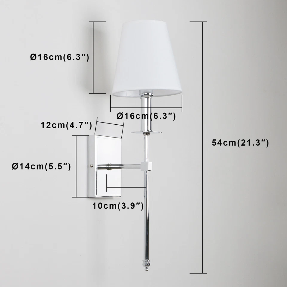 Par de luces de pared cromadas industriales modernas Edison aplique pantalla de tela Foto 2 de 4