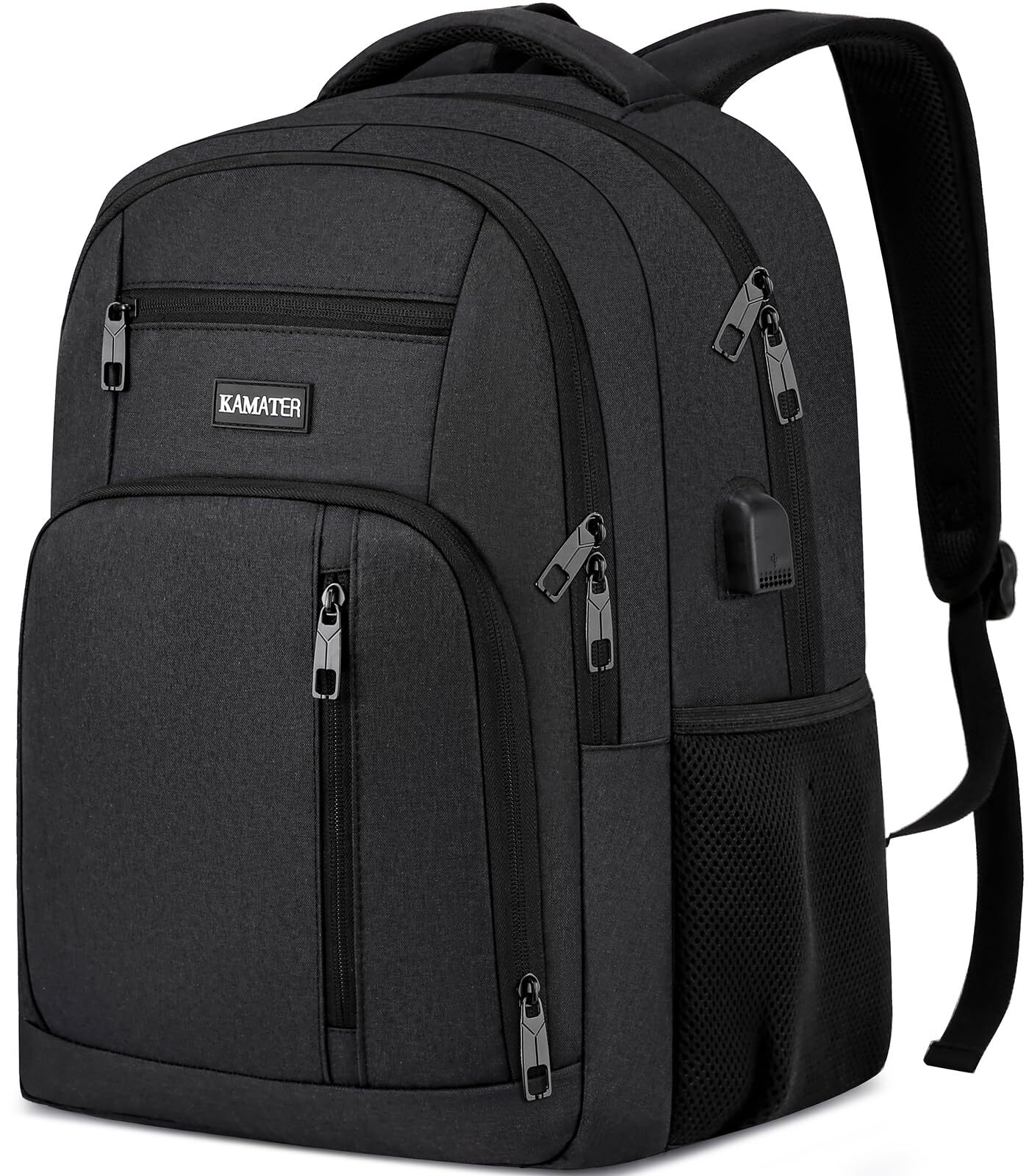 Stylish Black School Backpack for Teens Boys Girls with 15-Inch Laptop Compartment