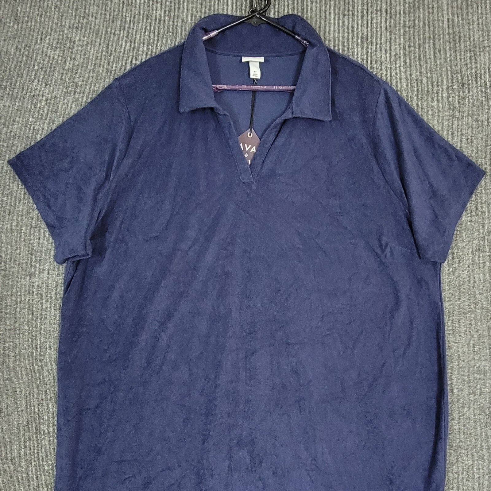 Ava & Viv Dress Womens 4X Blue Maxi Terry Cloth Short Sleeve Collared eBay