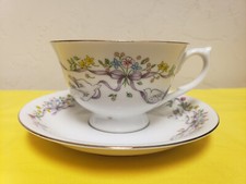 A Teleflora Gift Tea Cup  Saucer Spring design with Doves and flowers