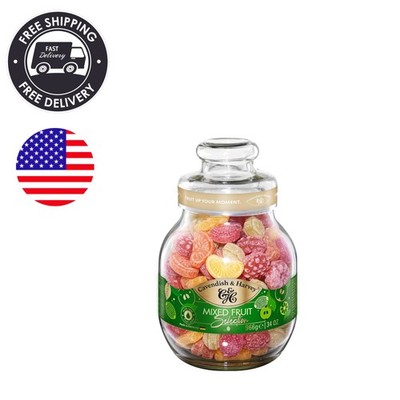 Delicious Mixed Fruit Hard Candy Drops - 34 Ounce Jar with Real Fruit Juice