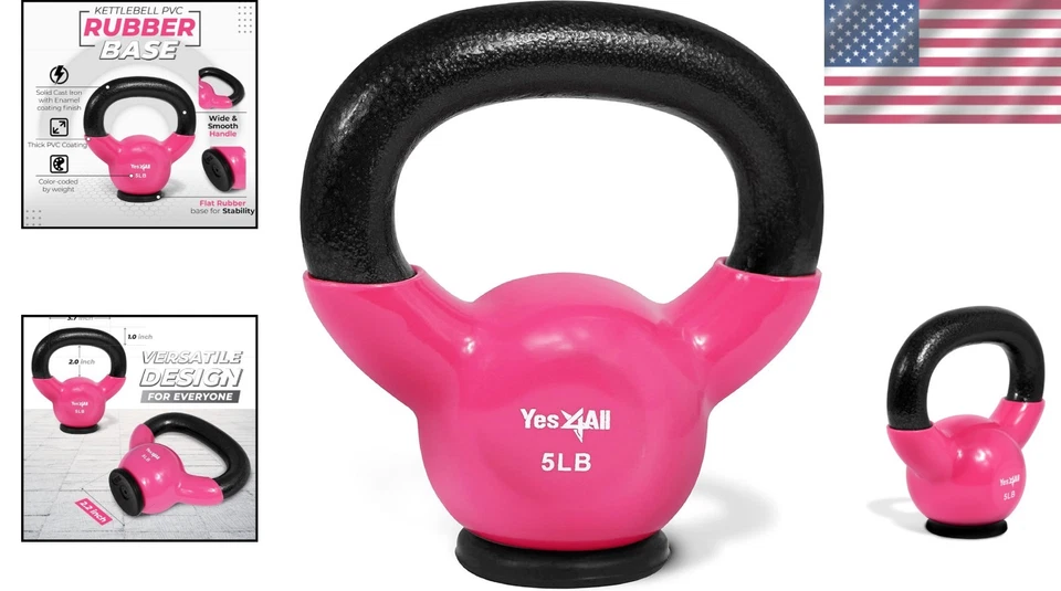 Durable Portable Kettlebells 5-65 lbs with Rubber Base for Comfortable Workouts - Image 2 of 4
