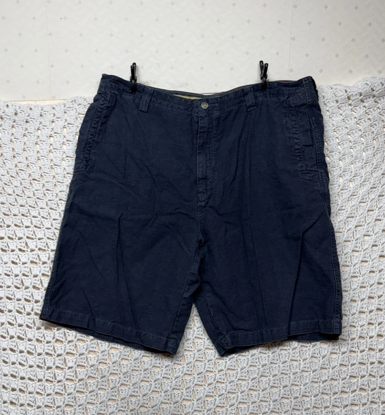 Tommy Bahama 100%linen Short Mens Size 40 Fits W38 L10 Black Bermuda Knit