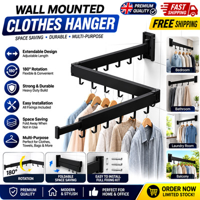 Drying Rack Clothing, Retractable Clothes Drying Rack,Wall Mounted Laundry Ra...