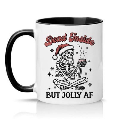 Dead Inside But Jolly AF Unisex 11oz Keramiktasse Goth Weihnachten Humor Geschenk