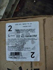 Diet Pepsi Soda Syrup 5 Gallon Box BB DATEL MARCH 16 2026