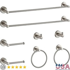 8 Pieces Bathroom Accessory Set Towel Bars Toilet Paper Holders Hooks Rings New