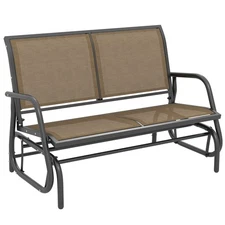 2-Person Outdoor Glider Bench Double Rocking Chair Light Mixed Brown