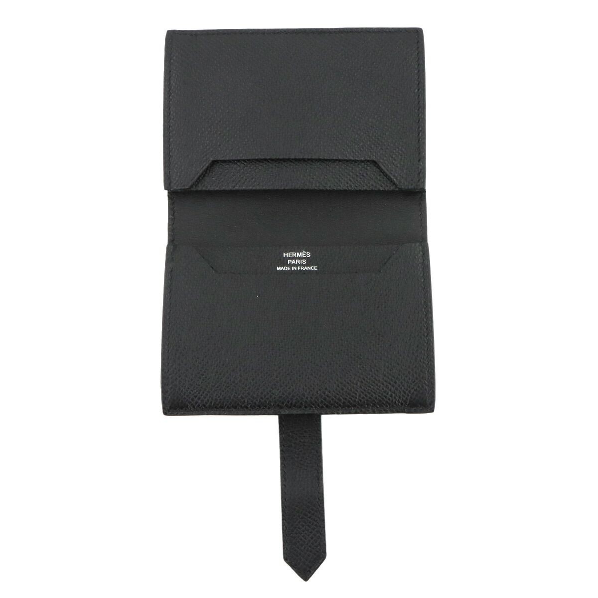 Hermes Bearn So Black Card Case Epson Leather Black 4.1in B Engraved New thumbnail 6