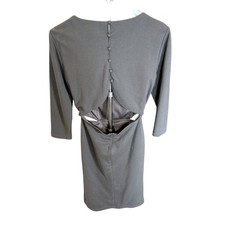 Lulus Black Open Back Bodycon Midi Dress Button Back Cutout Long Sleeve Medium