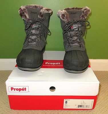 Women's Propet Lumi Tall Lace-Up Winter Waterproof Snow Boots 8W Gray #WBX002S