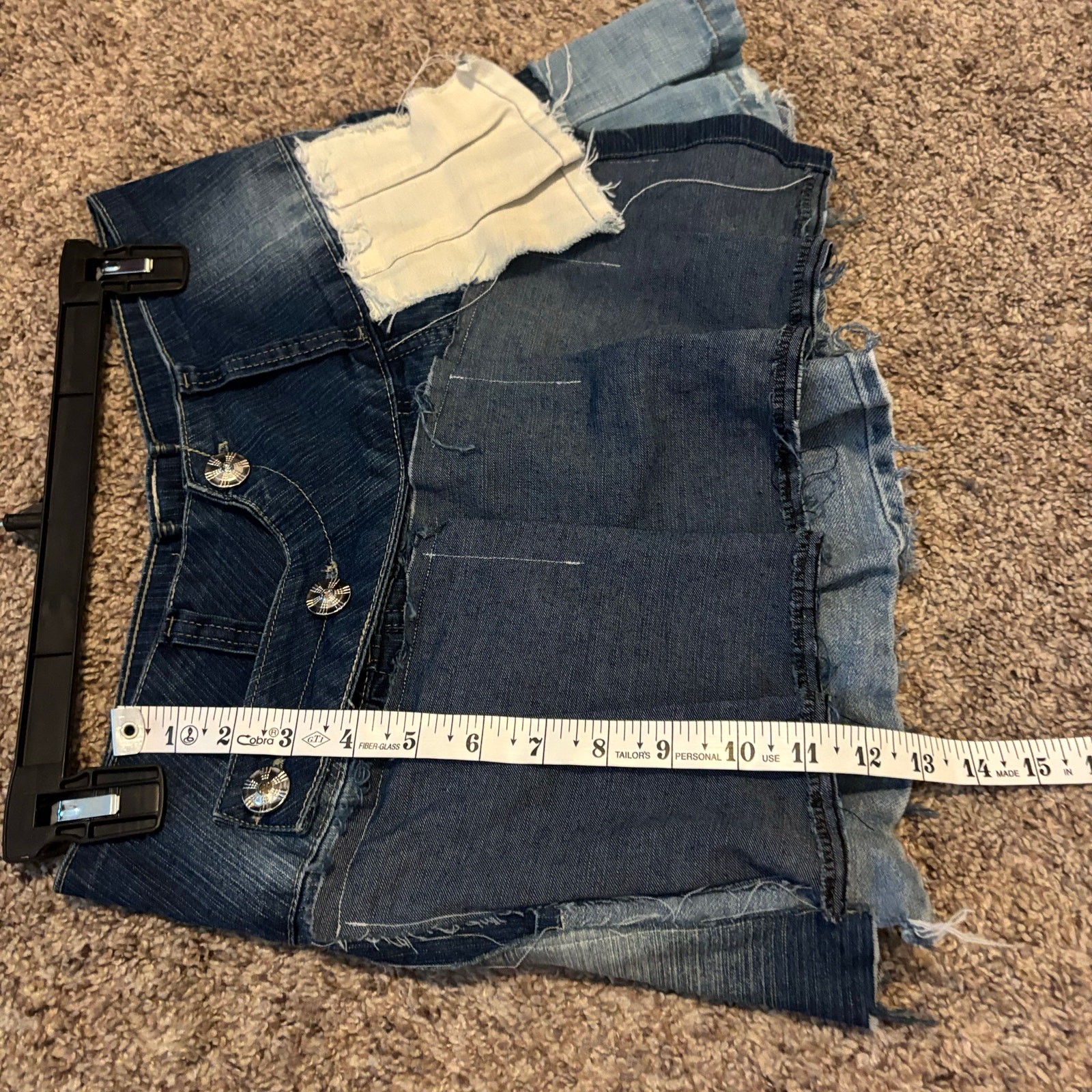 Handmade Upcycled Patchwork Denim Mini Skirt Sz 2… - image 7