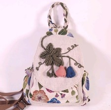 Tapestry Backpack Retro Boho Hippie Eclectic Purse Bag Embroidered 3D