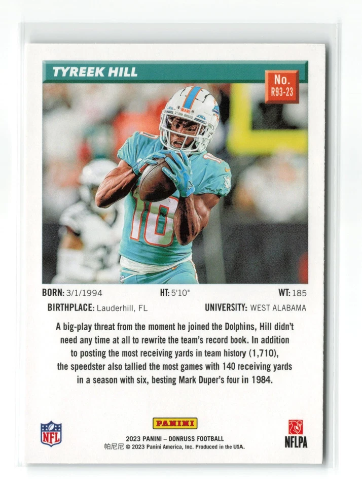 2023 PANINI DONRUSS RETRO 1993 TYREEK HILL #R93-23  DOLPHINS - Image 2 of 2