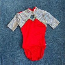 90s red silver metallic sequin diamond cut out bodysuit unitard leotard