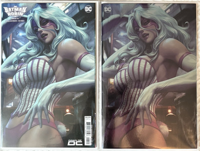 Batman and Robin #1 WHITE RABBIT *Stanley ''ARTGERM'' Lau Trade/Foil Variant SET*