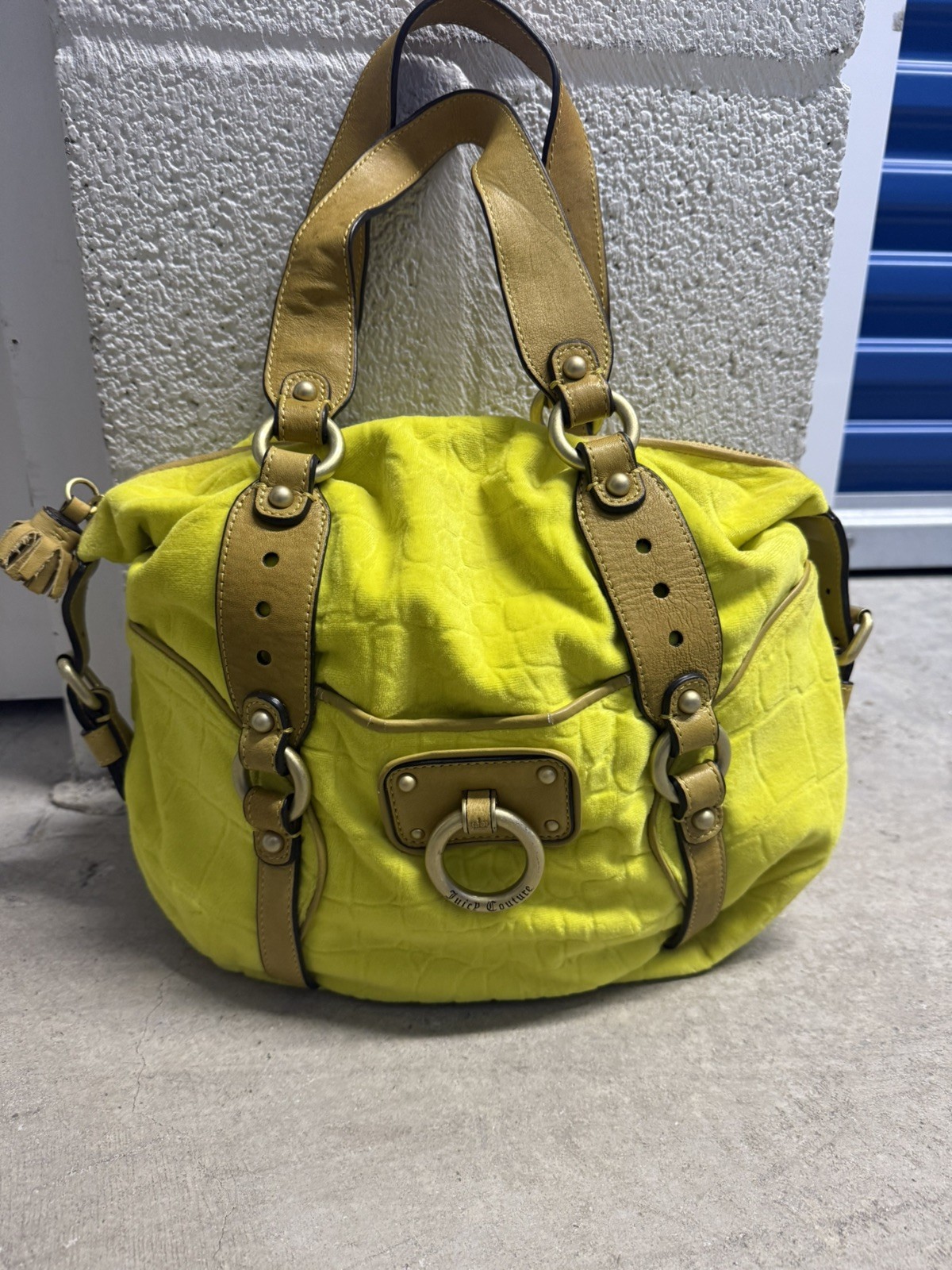 Rare Y2K Juicy Couture Yellow Daydreamer Velour Terrycloth Tote Bag