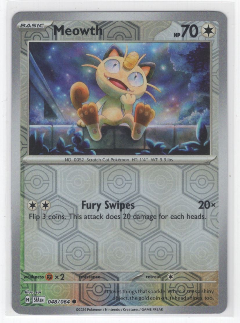 #48 2024 Shrouded Fable Meowth Reverse Holo