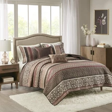 Quilt Set Luxurious Jacquard Stripes Design - All Season, Coverlet Bedspread ...