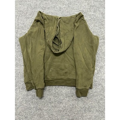 Puma Hoodie Mens Size M Olive Green Embossed Logo Long Sleeve Athletic Pullover