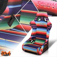 Nrg Frp-302-mexicali Serape Print Prisma Fixed Back Bucket Racing Seat Wbracket