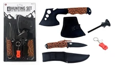 Sona 4-Piece Survival Essentials Kit: 10.5" Axe, 8" Knife, Fire Starter, Whistle
