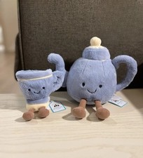 Rare Jellycat Harrods Seb Teacup Vicky Teapot Easter Plush Doll With Dust Bag