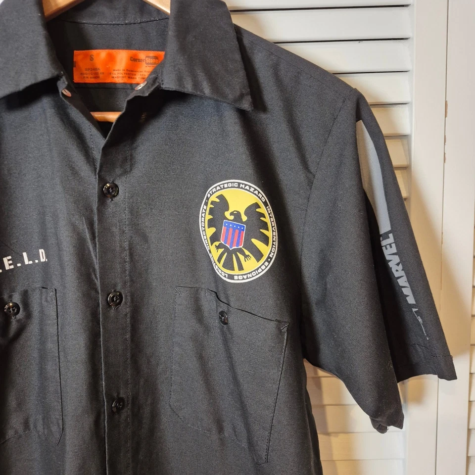 Marvel S.H.I.E.L.D. Camisa Agente S Negra Abotonada Disfraz Cosplay Vengadores MCU Foto 4 de 4