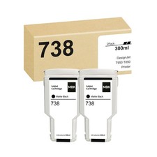 738 300-ml Black DesignJet Ink Cartridge, 498N8A 2-Pack Replacement for HP ...
